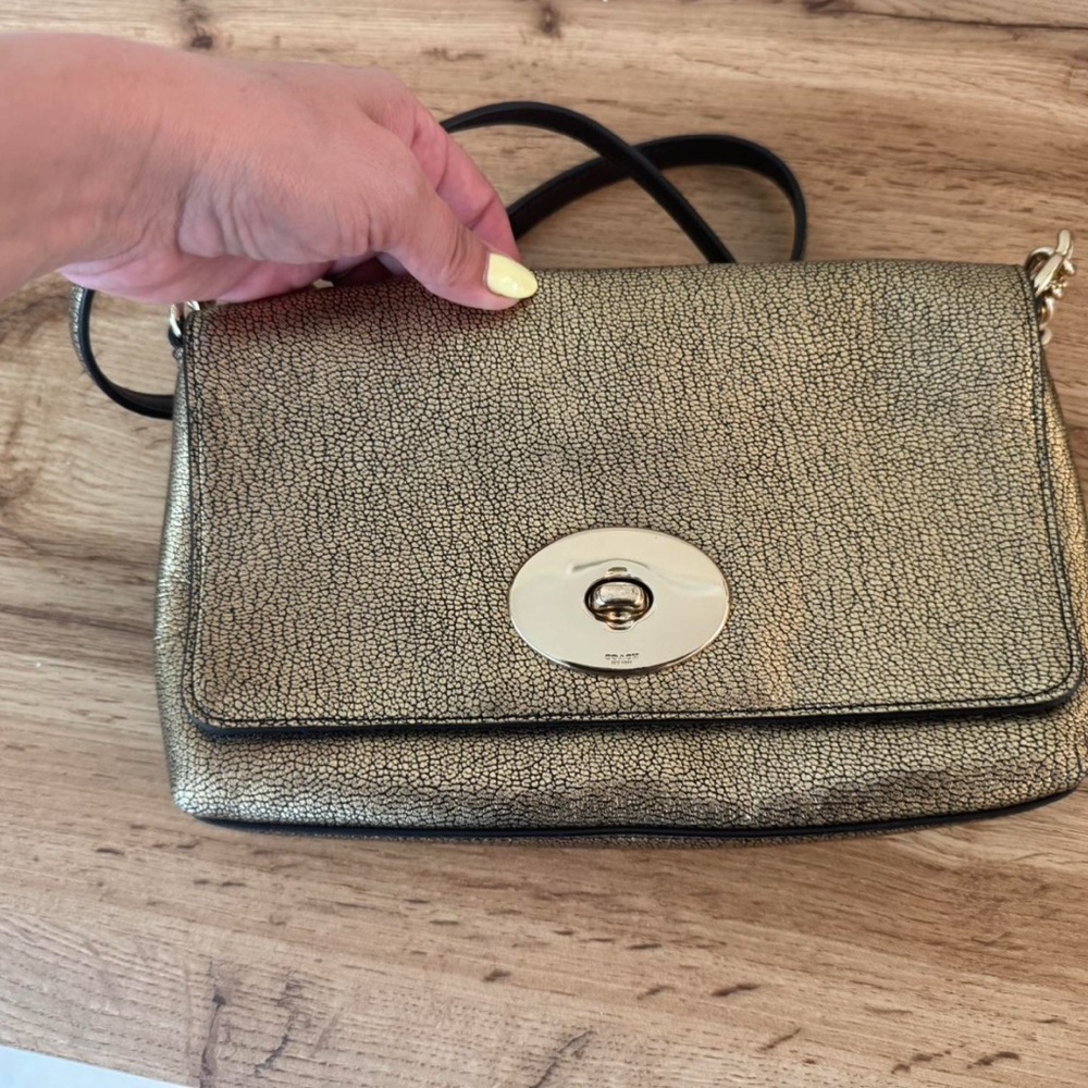 Gold Coach Leather City-Style Bag